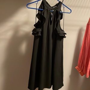 Black short neck tie dress